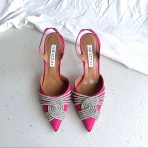 Aquazzura Pink Silk Gatsby New